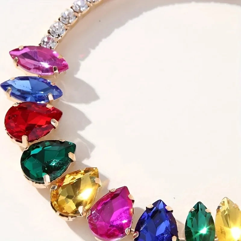 Luxury Multicolor Rhinestone Hoop Earrings – Bold Statement Round Circle Fashion Jewelry for Women | Gerchic