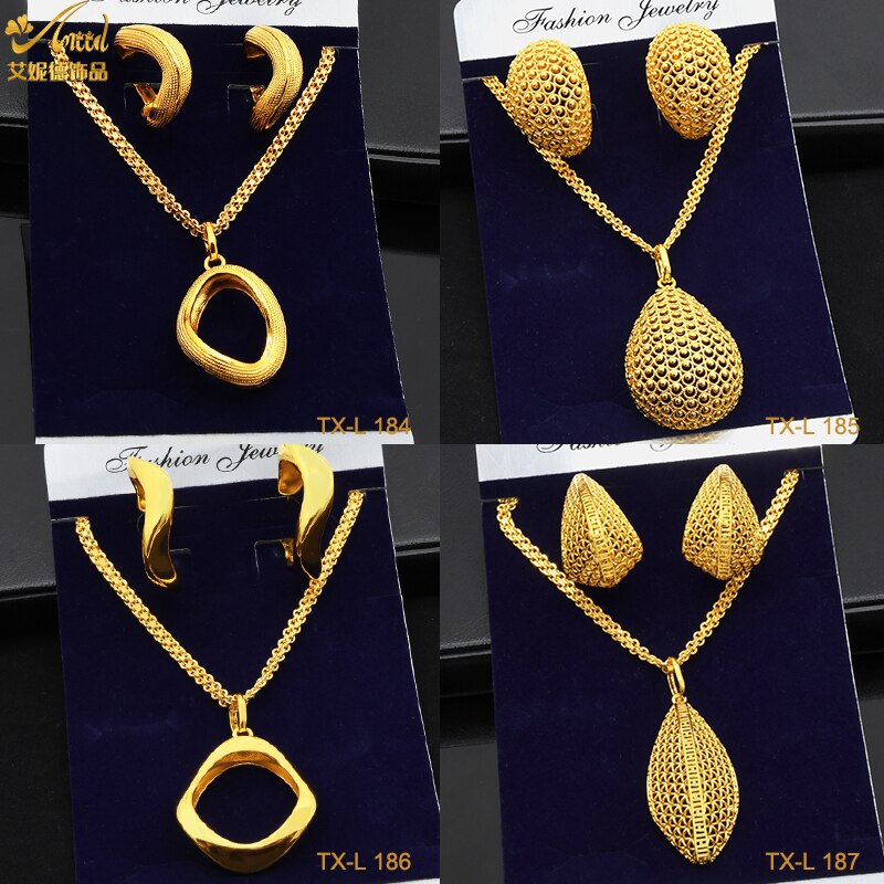 Wedding Jewelry Set Gold Color Necklace Pendant Sets For Traditional Bridal Party