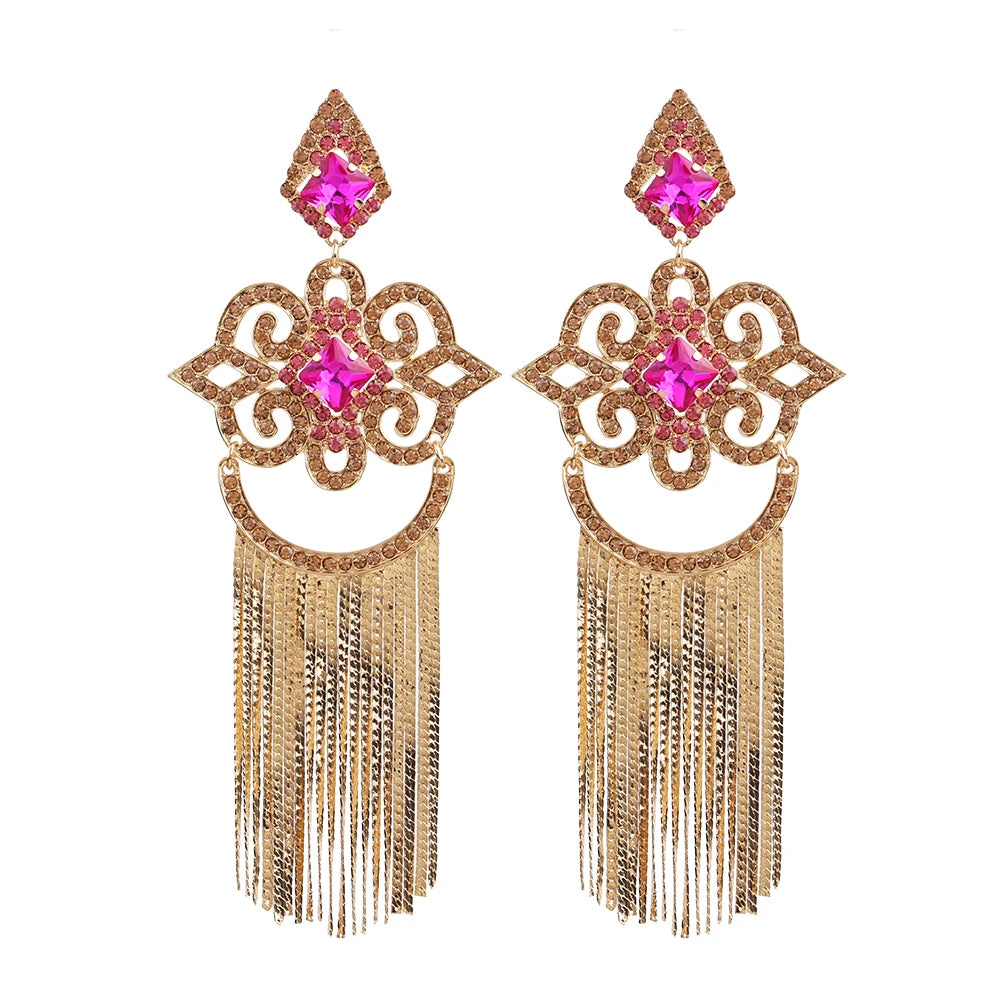 Large Exaggerated Long Fringe Earrings