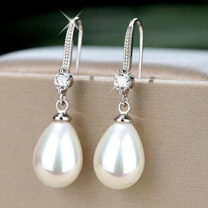 Red, White Round & Oval Water Drop Pearl  Earrings