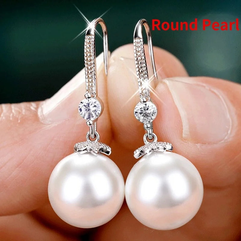 Red, White Round & Oval Water Drop Pearl  Earrings