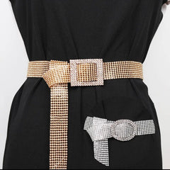 Luxury Rhinestone Belt in Gold & Silver