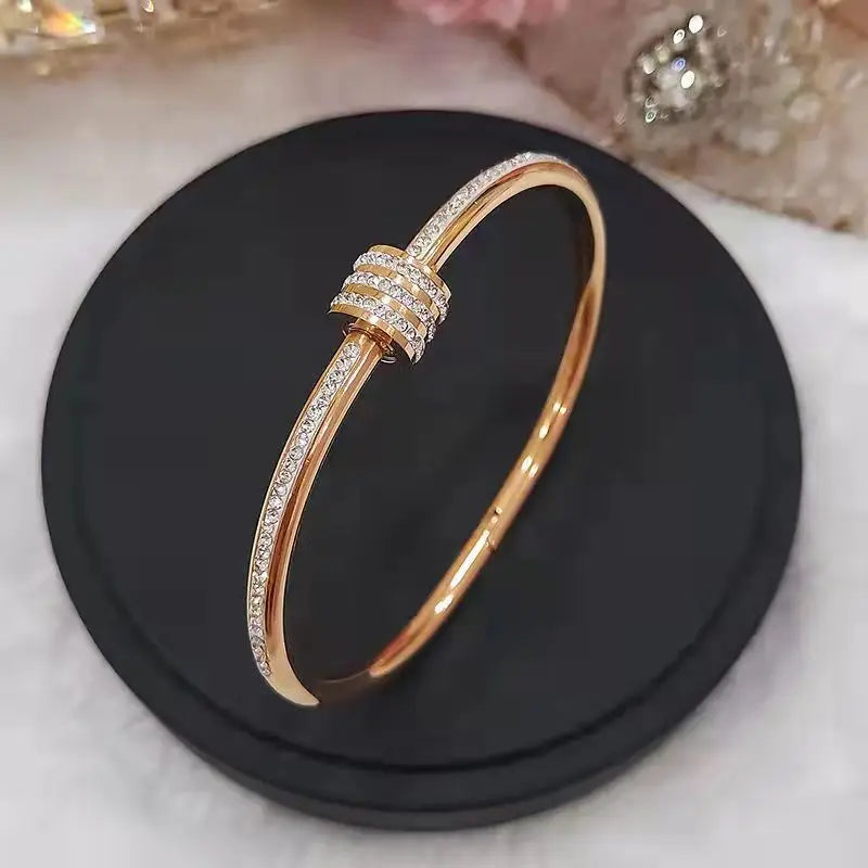 Crystal Stainless Steel Luxury Bangle Bracelet