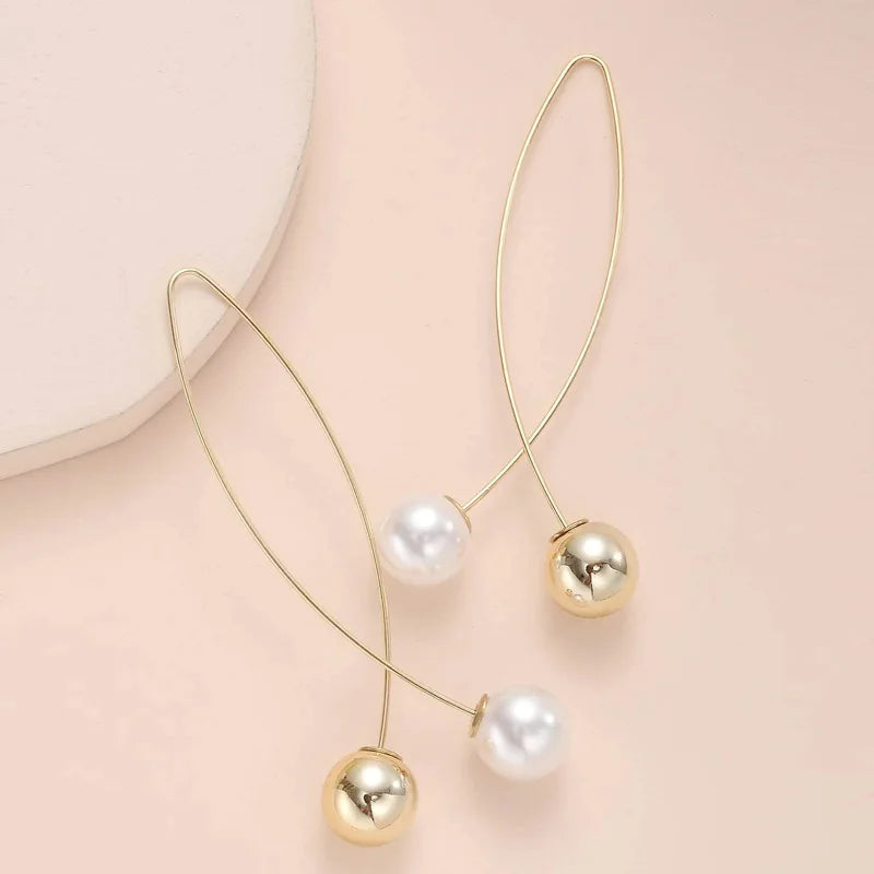 Cross Imitation Pearl Long Simple Fashion Earrings