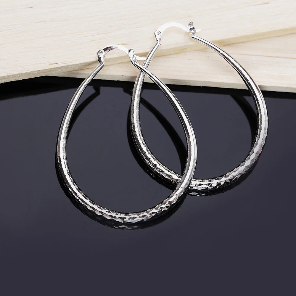 925 Sterling Silver high quality 4CM big circle hoop earrings