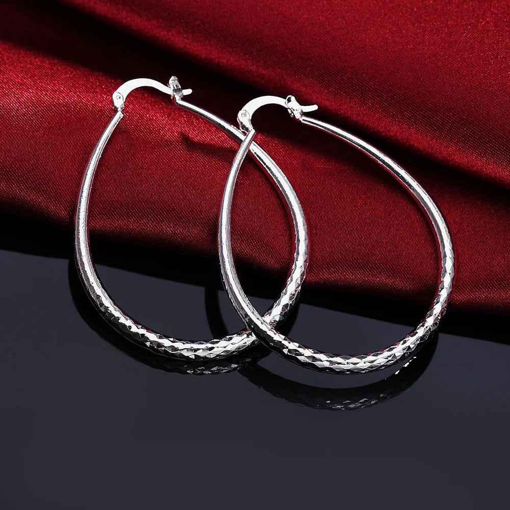 925 Sterling Silver high quality 4CM big circle hoop earrings