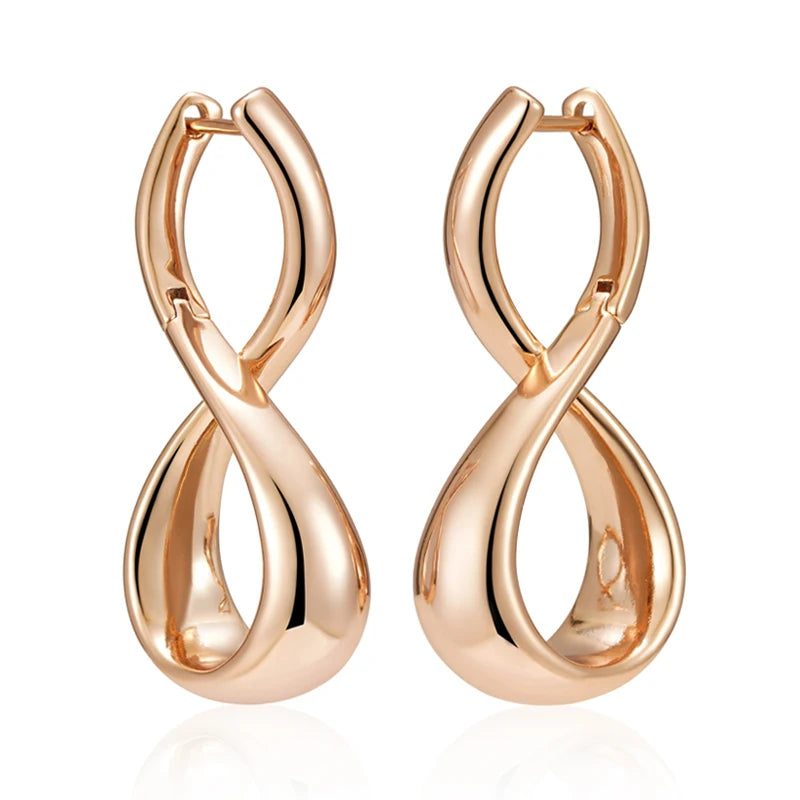 Luxury Big Retro Water Drop Pendant 585 Rose Gold Color Earrings