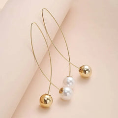 Cross Imitation Pearl Long Simple Fashion Earrings