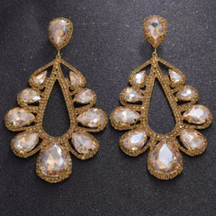 Bohemian Big Dangle Luxury Rhinestone Water Drop Geometric Earrings