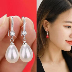 Red, White Round & Oval Water Drop Pearl  Earrings