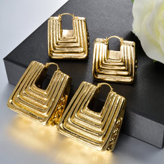 Fashion Trapezoid  Large Style Hoop Earrings