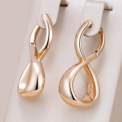 Luxury Big Retro Water Drop Pendant 585 Rose Gold Color Earrings