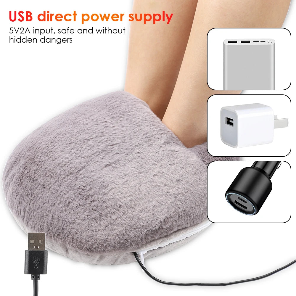 USB Winter Electric Under Desk Household Foot Warmer Soft Plush Foot Warming Thermostat Mat