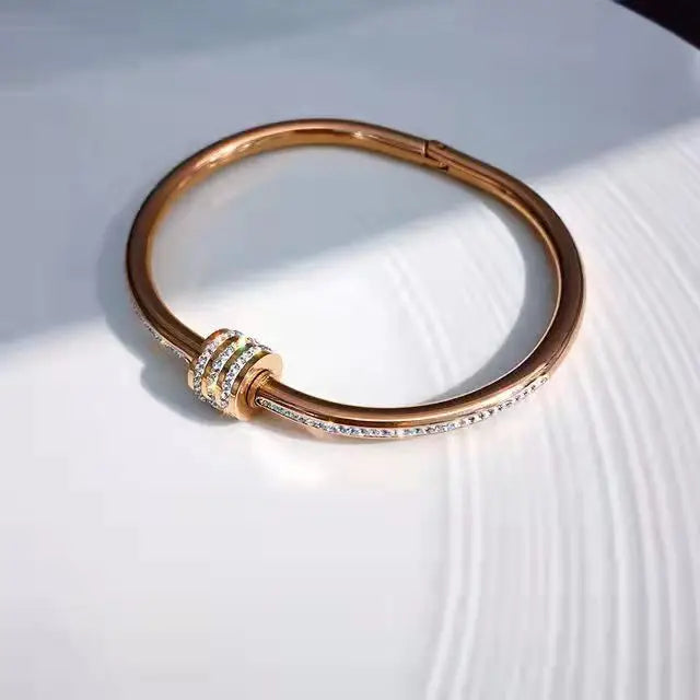 Crystal Stainless Steel Luxury Bangle Bracelet