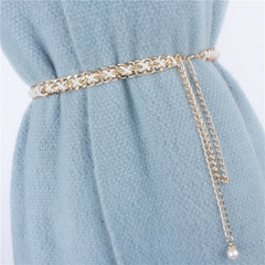 Luxury braided Corset Girdle Gold Metal Chain Belts with Pearls