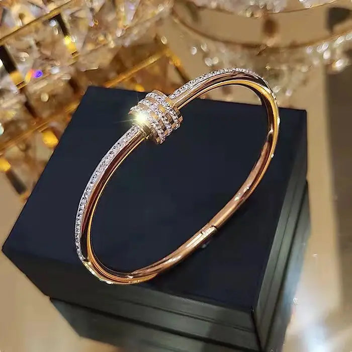 Crystal Stainless Steel Luxury Bangle Bracelet