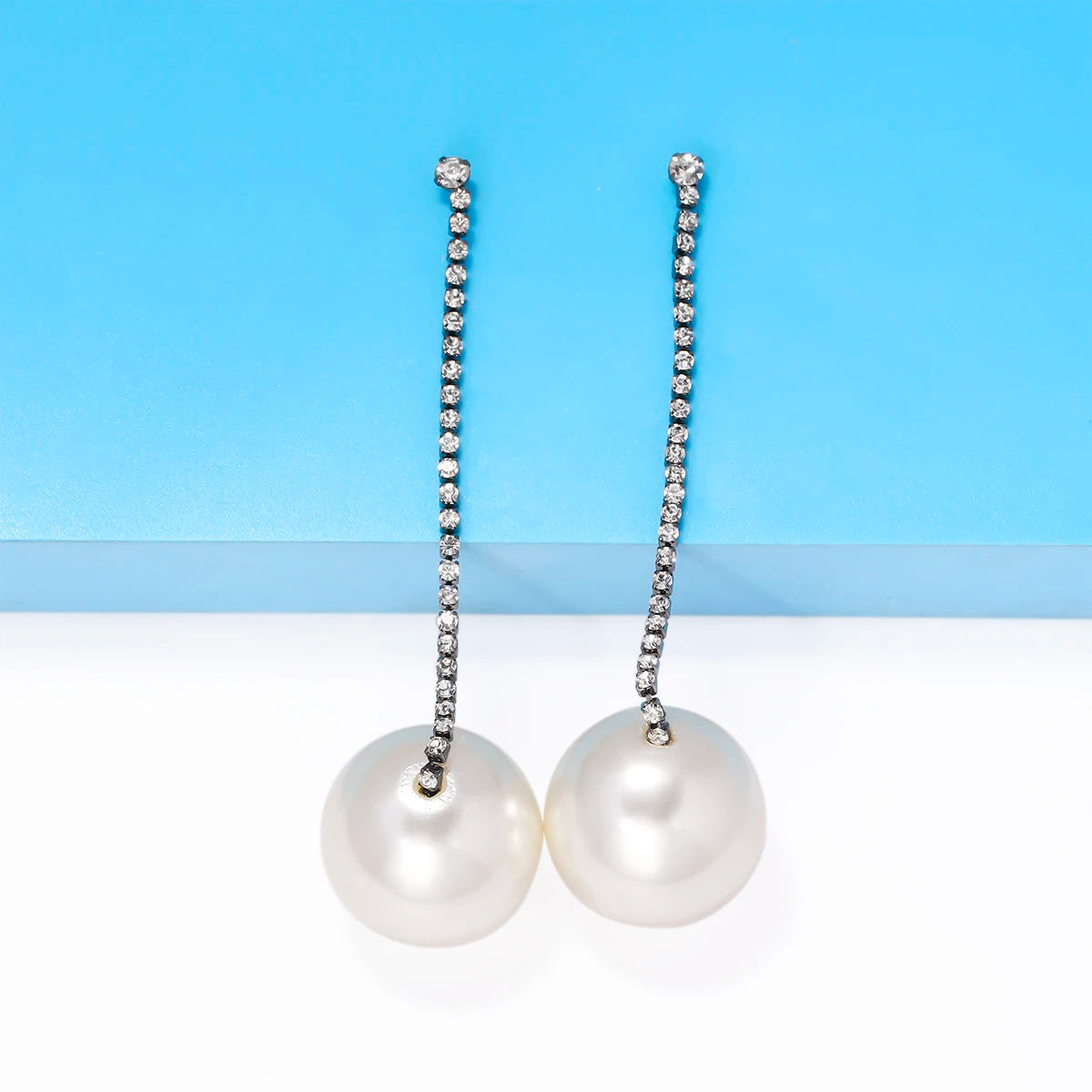 Various Pearl shapes Crystal Beaded Drop Statement Earrings