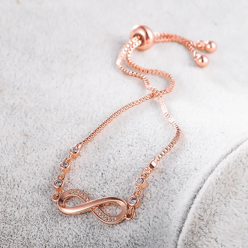 Top Quality 925 Sterling Silver  Infinity Love Adjustable Women Bracelet