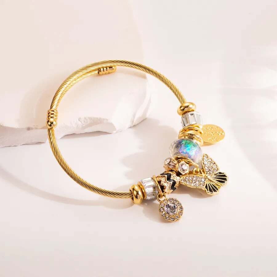 Stainless Steel Quality Butterfly Love Heart Bracelet