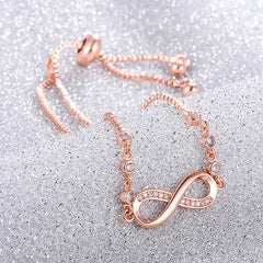 Top Quality 925 Sterling Silver  Infinity Love Adjustable Women Bracelet