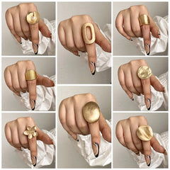 Irregular Chunky Gold Silver Color Adjustable Finger Rings