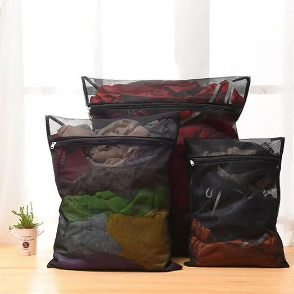 4 Size Zipper Black Mesh Laundry Protective Net Foldable Bag