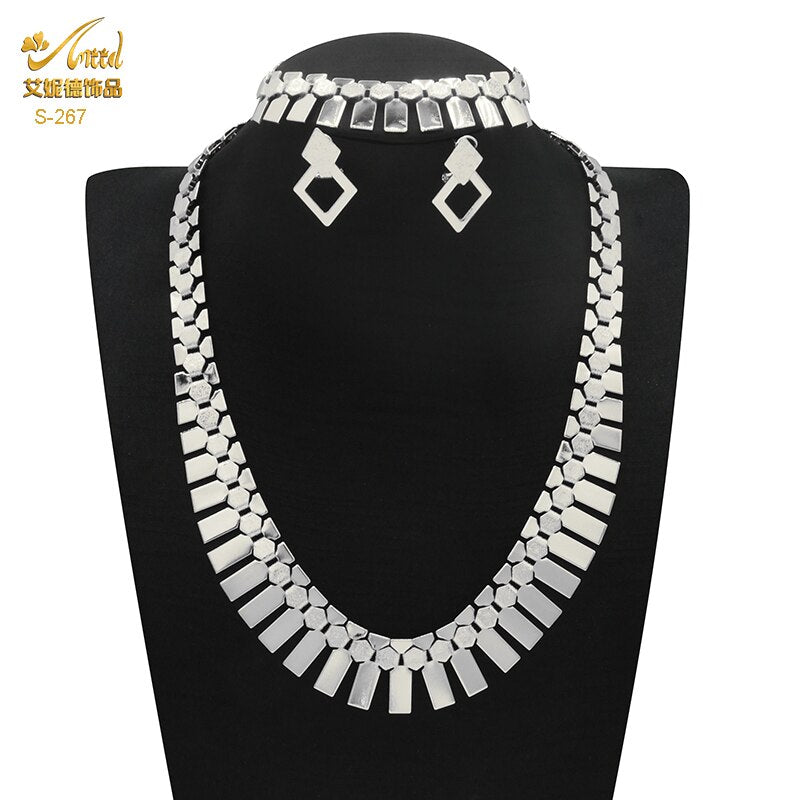 Luxury Chokers - 18K Gold Plated Necklace Earrings Bracelet Set