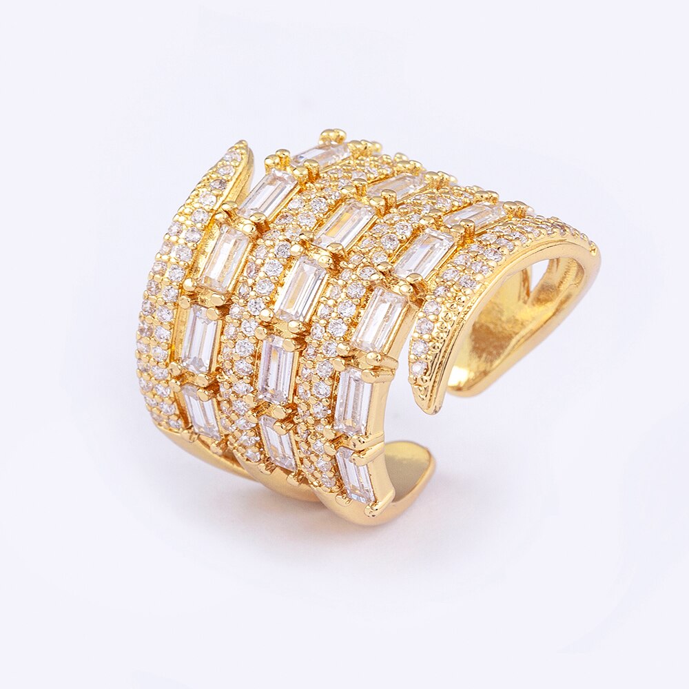 Luxury Adjustable Crystal Multilayered Rings - High Quality Gold Plated