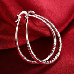 925 Sterling Silver high quality 4CM big circle hoop earrings