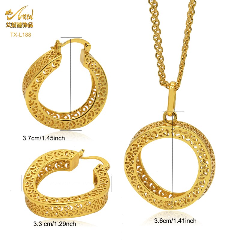 Luxury 18k Gold plaited Color Necklace Pendant & Earring Sets