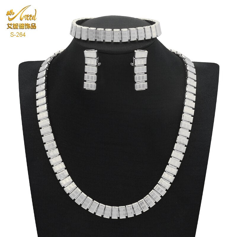 Luxury Chokers - 18K Gold Plated Necklace Earrings Bracelet Set