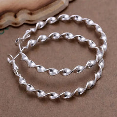 925 Sterling Silver Hoop High Quality Big Circle Round 4.5CM Earrings