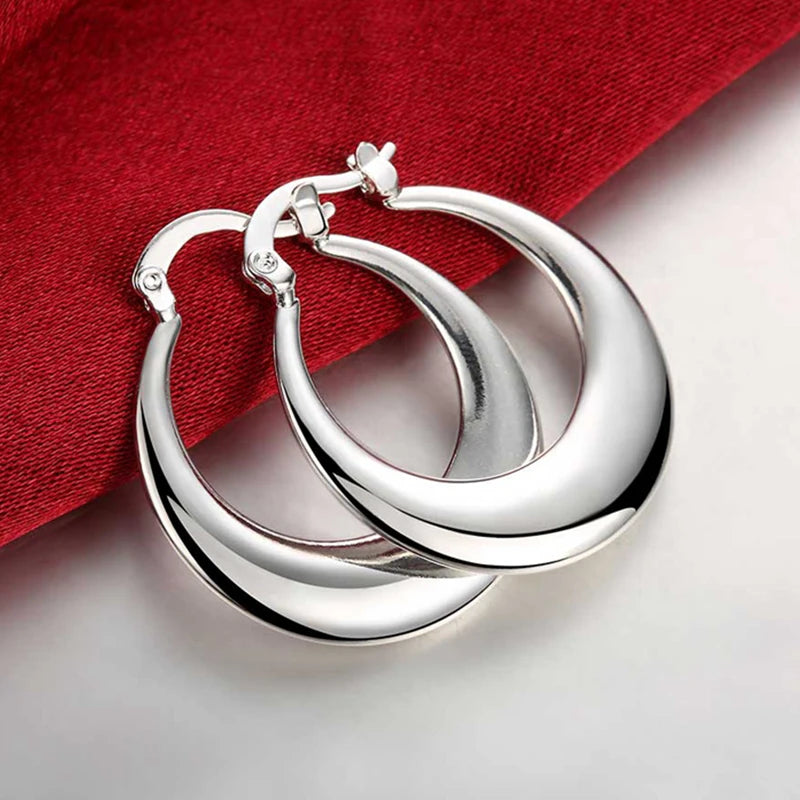 925 Sterling Silver Moon Hoop Earrings