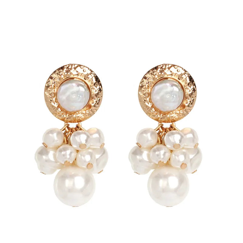 Various Pearl shapes Crystal Beaded Drop Statement Earrings