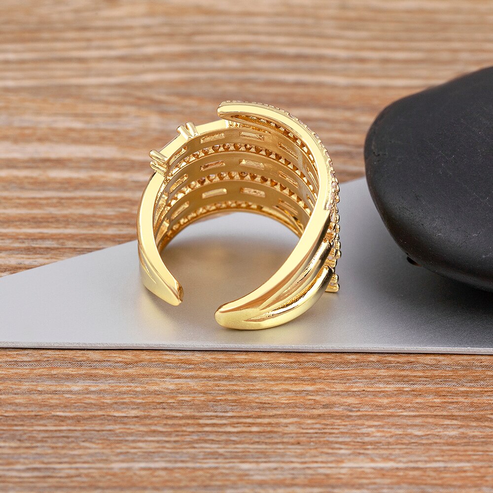 Luxury Adjustable Crystal Multilayered Rings - High Quality Gold Plated