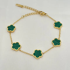 Luxury Flower Charm Bracelet - High Quality Gold Color Stainless Steel Clover Bracelet