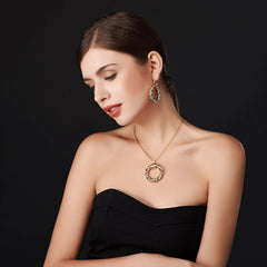 Dubai Sets Gold Pendant Necklace & Big Round Twist Chunky Hoop Earrings