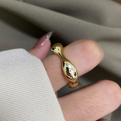 Smooth Metal Gold Color Irregular Ring