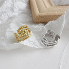 Creative Multilayer Winding Line Geometric Handmade Rings- Adjustable