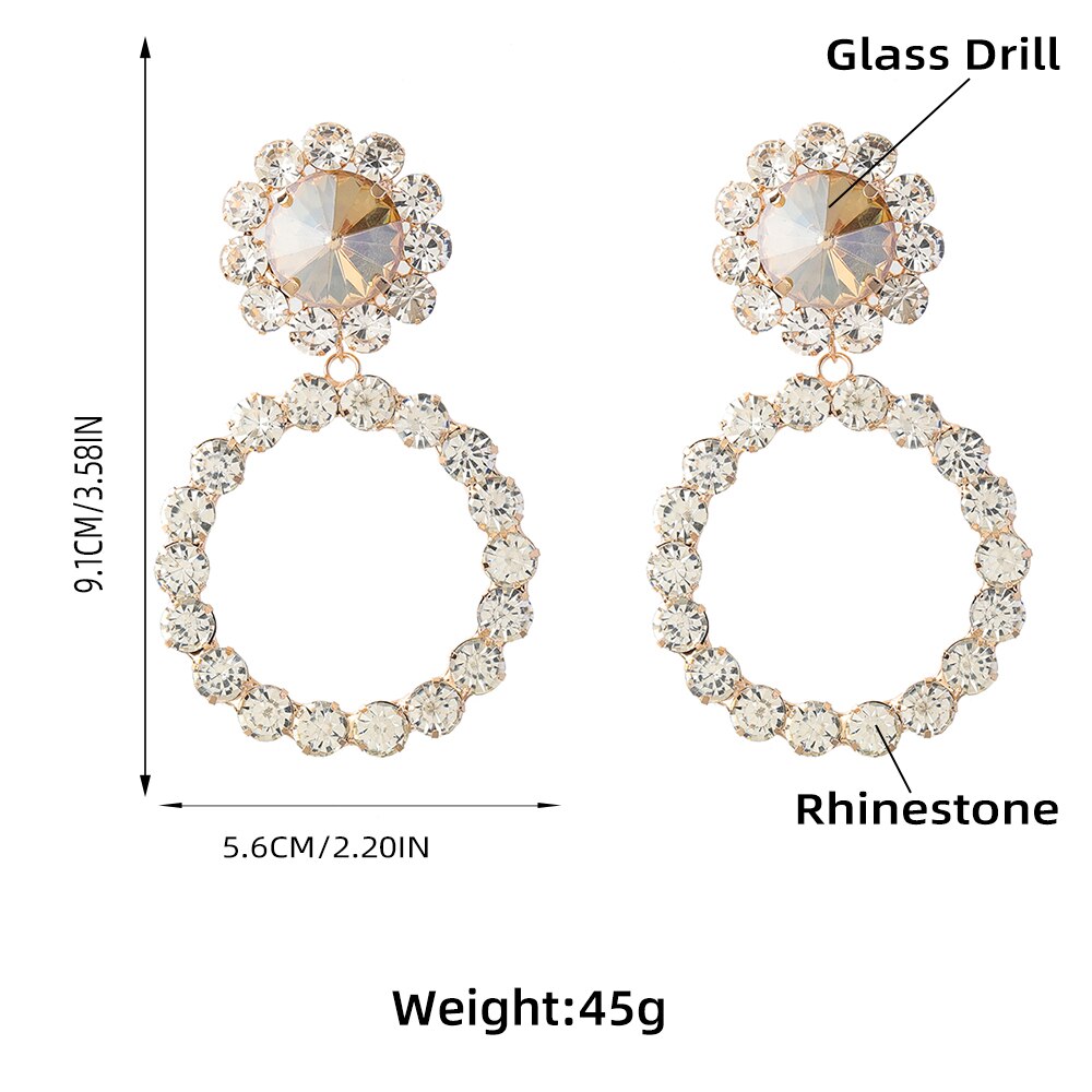 Luxury Large Rhinestone Drop Earrings