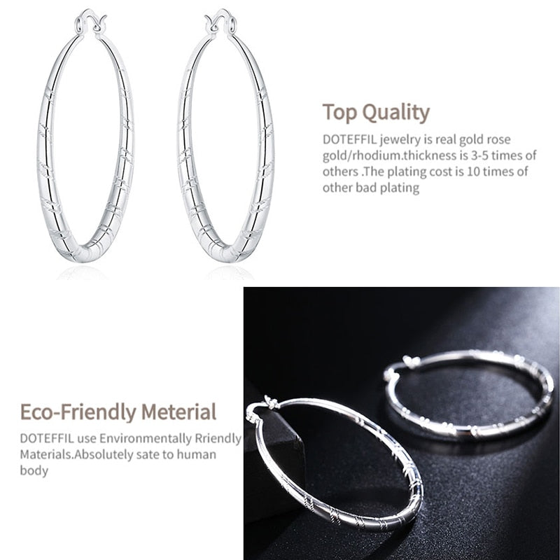 Sterling Silver Round Circle Hoop Earring - 30/40/50/60mm