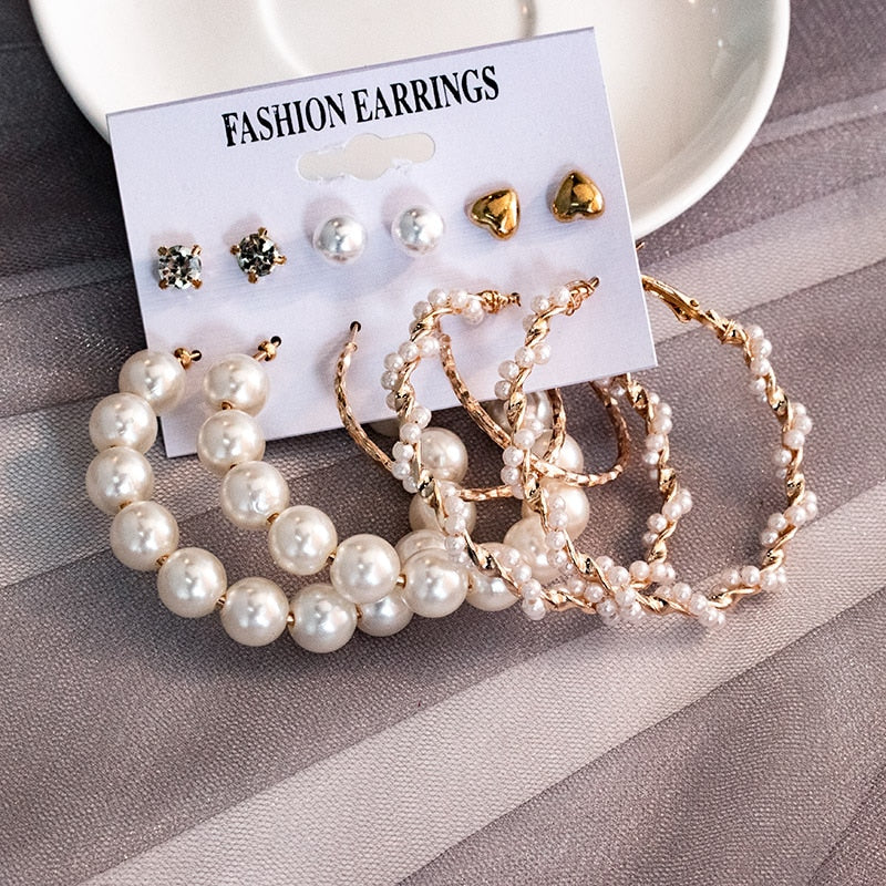 Pearl Hoop Earrings For Women Unique Statement Big earings 2020 Fashion Brincos Party Jewelry