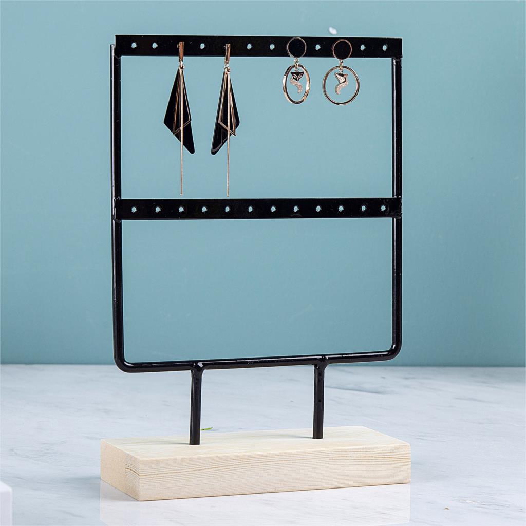 Wooden Base Metal Ear Studs Pendant Jewellery Holder Display Stand & Organizer