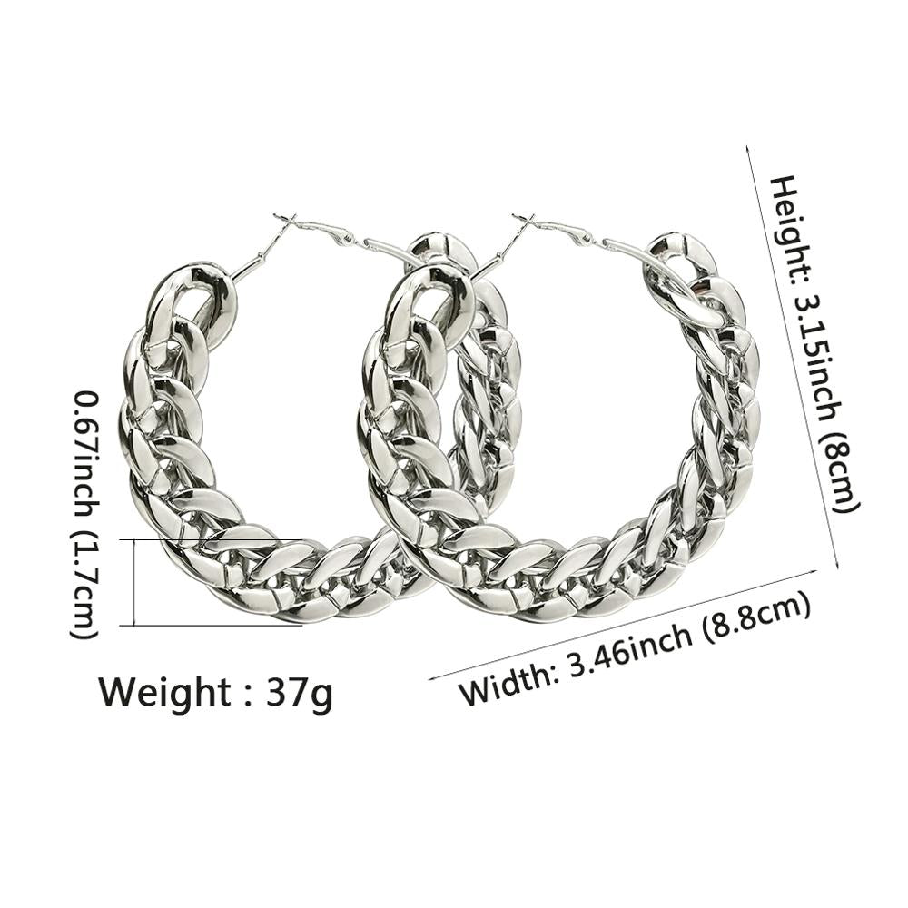 Big Statement Chain Hoop Earrings