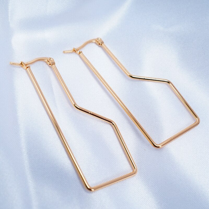 Big Gold Hoops shapes Stainless Steel Earrings 30mm/40mm/50mm