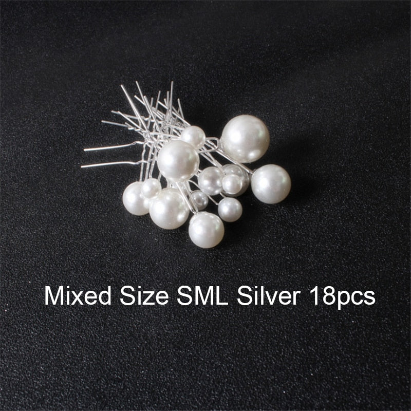 U-shaped Pin Metal Hairpins Simulated Pearl Bridal Tiara Hair Accessories