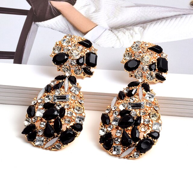 Statement Colorful Crystals Drop Earrings High quality Rhinestone Earring