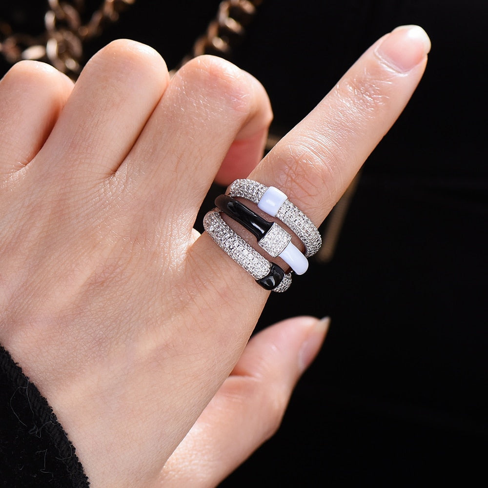 3 bands mix Statement Beads Ring