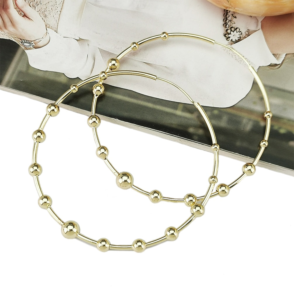 Unique Design Statement Beads Hoop Earring