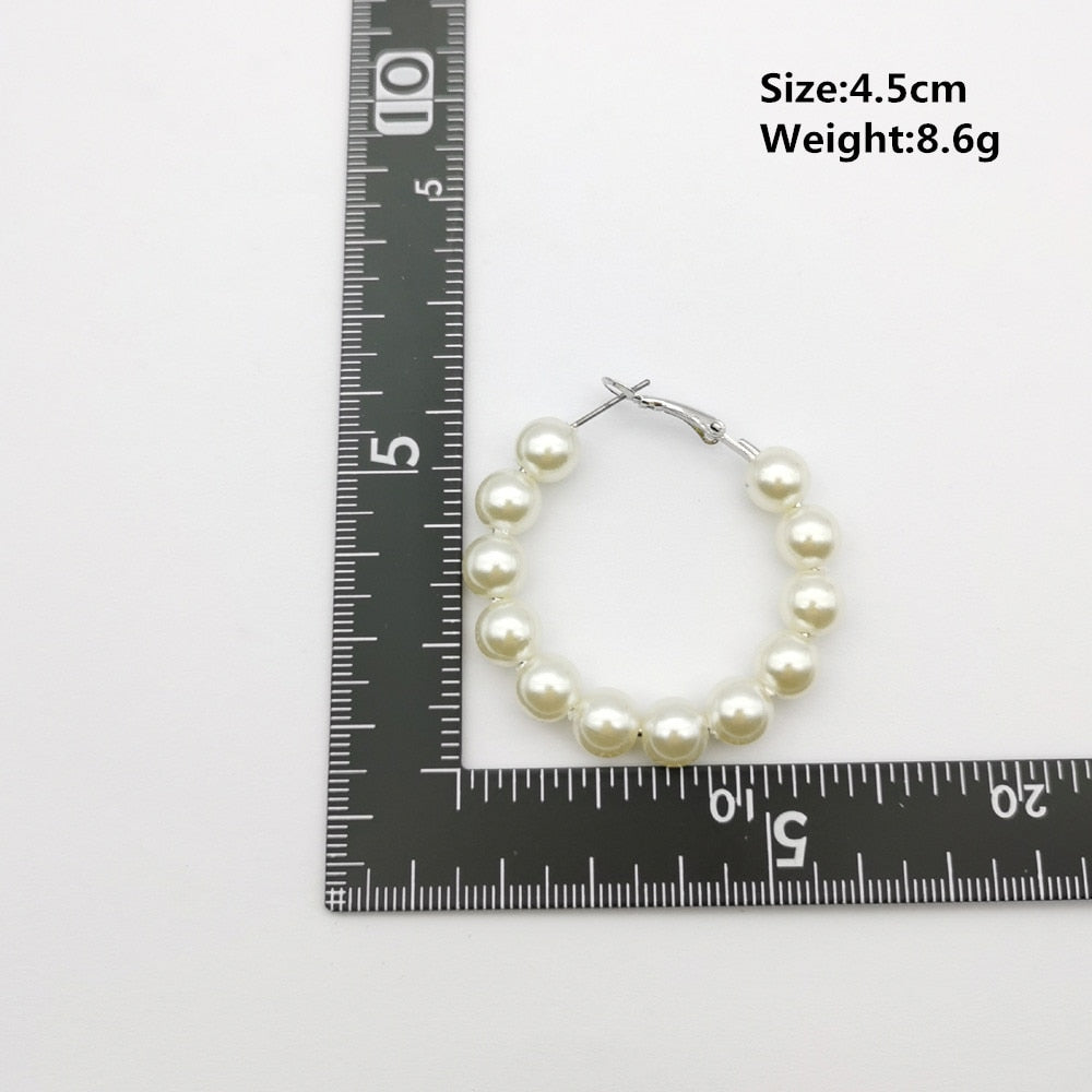 Elegant White Pearl Round Hoop Earring